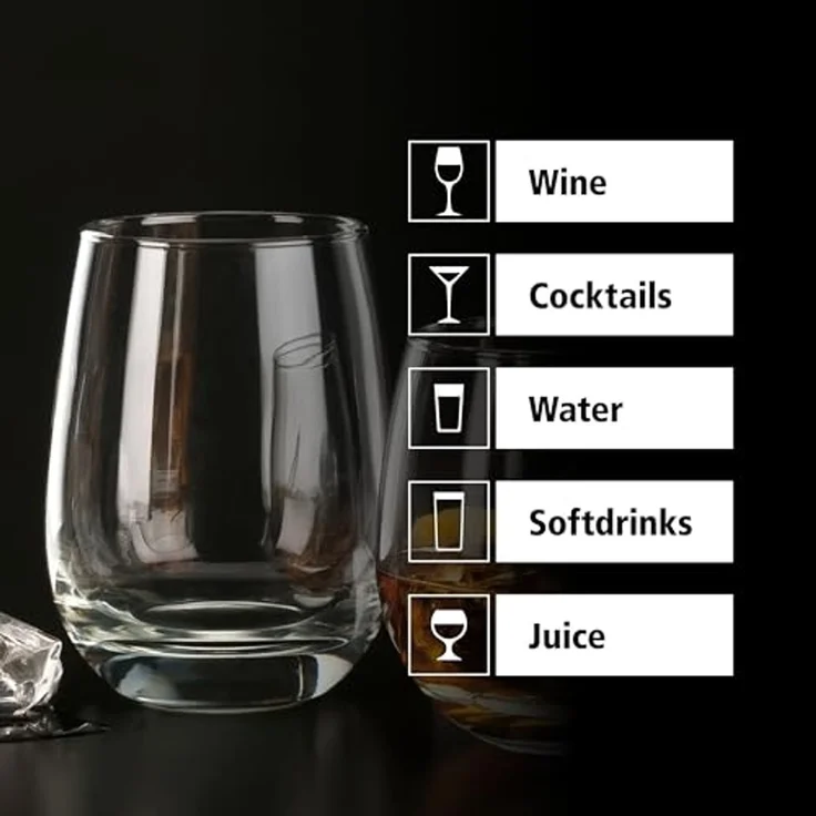 LIBBEY Gläser-Set Libbey Weinglas, 12er Set -STEMLESS-, 12-tlg, Glas, 451 ml, hochwertig verarbeitet, im modernen Design – Bild 6