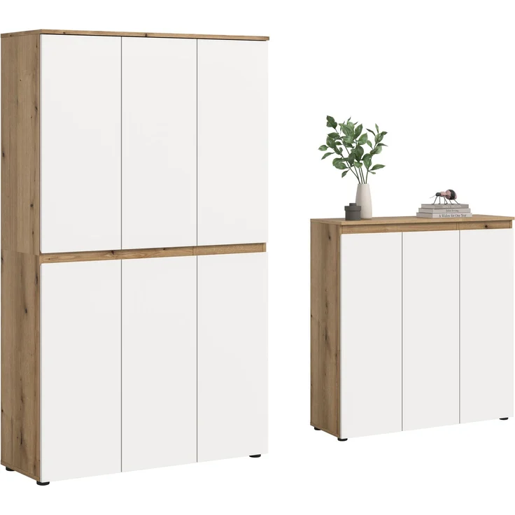Universalschrank (B/H/T: 235x175x37 cm) in Evoke Oak Nachbildung und weiß – Bild 1