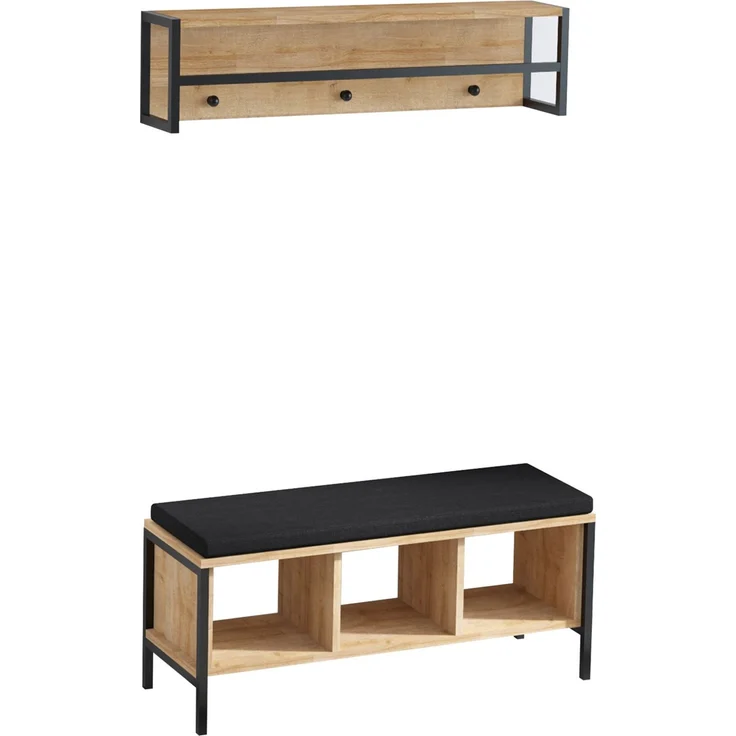 Skye Decor 'Shana' Garderobe, Eiche / Schwarz, 100 x 43 x 35 cm – Bild 3