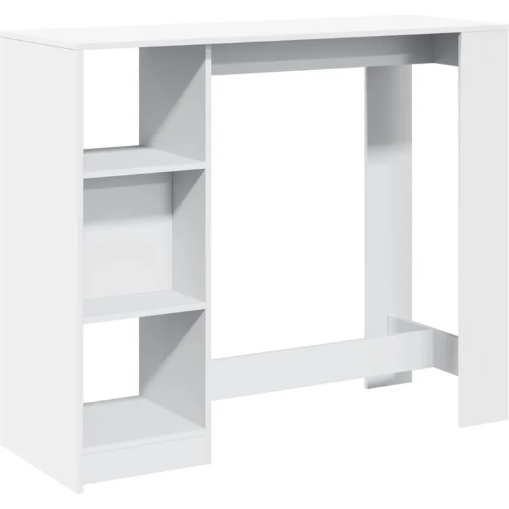 vidaXL Bartisch mit Regal Weiß 124x46x103,5 cm Holzwerkstoff 854391