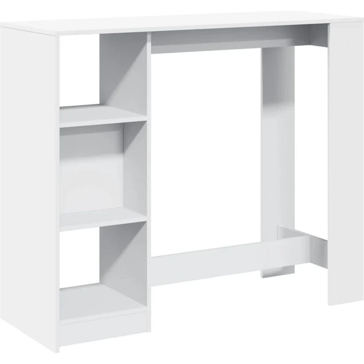 vidaXL Bartisch mit Regal Weiß 124x46x103,5 cm Holzwerkstoff 854391 – Bild 1