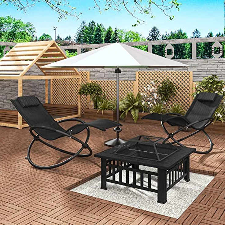 WOLTU Sonnenliege Schwingliege Relaxliege, klappbar, atmungsaktiver Textilenbezug, bis 160 kg belastbar, für Garten und Terrasse, Schwarz – Bild 7