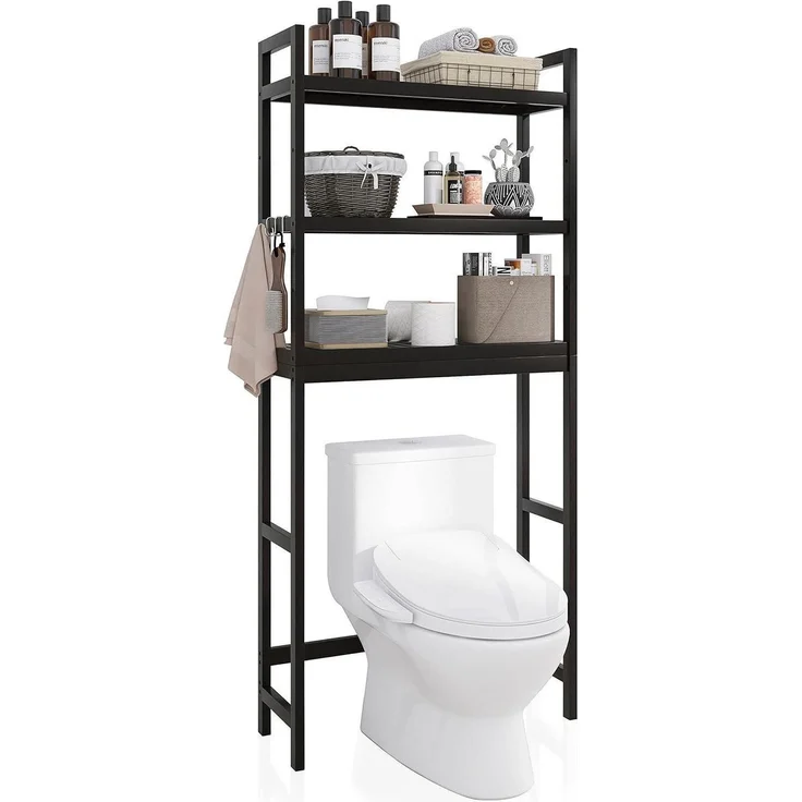Bambus Badezimmer Aufbewahrung Regal WC Platzsparer 3-stufig verstellbar – Bild 1