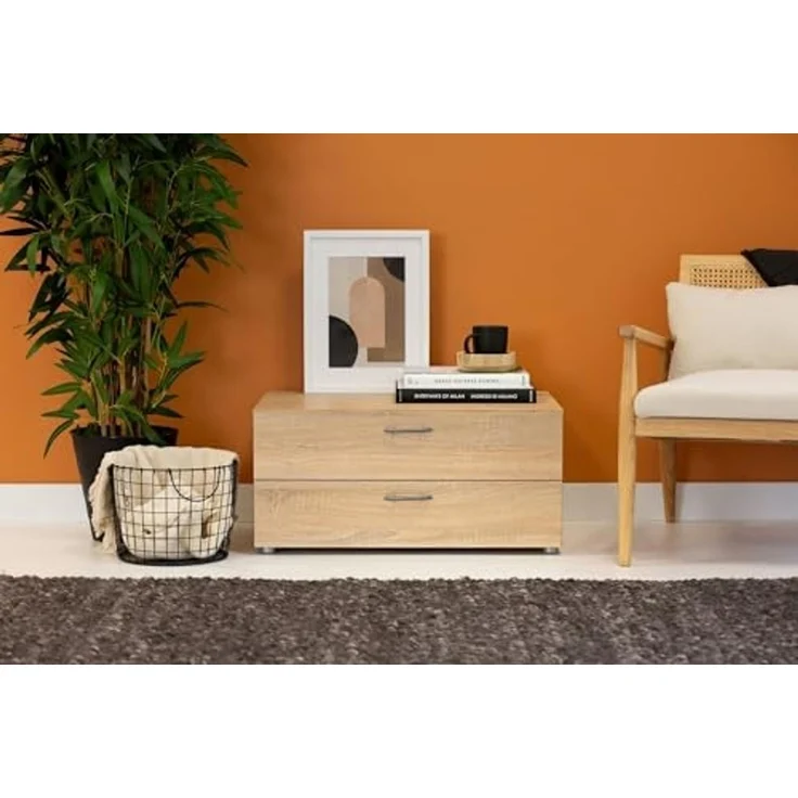 Dmora - Kommode Limerick, Mehrzweckkommode, Schlafzimmerkommode, Schrank mit Schubladen, 74x52 h35 cm, Eiche – Bild 5