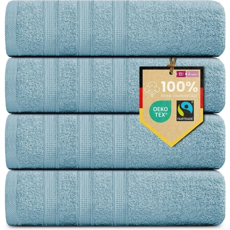 4er Set Handtücher Plain hellblau 50x100 - Farbe: Hellblau, Größe: 50x100