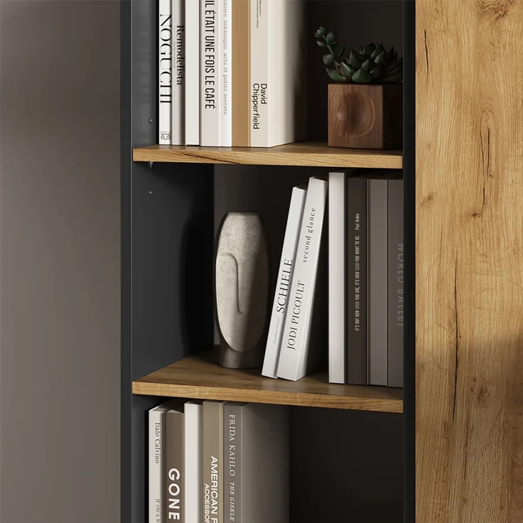 Bücherregal Tomy Anthrazit/Goldkraft Eiche 40 x 120 cm ,4 Fächer Vicco – Bild 4