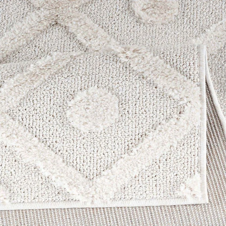 TaraCarpet Designteppich Designerteppich Tokio hoch-tief Struktur Rauten uni, rechteckig, Höhe: 20 mm, moderner scandi BOHO weiß Wohnzimmer Schlafzimmer Flur 120x170 cm – Bild 2