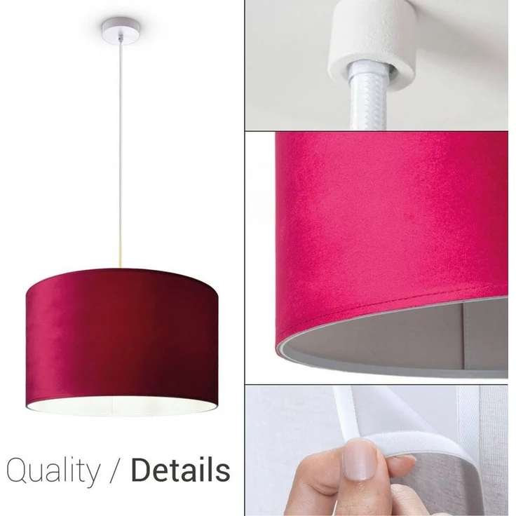 Paco Home Pendelleuchte Hugo uni Color, ohne Leuchtmittel, Wohnzimmer Lampenschirm aus Velour Unifarben Deko E27 Kabel 1,5m – Bild 3