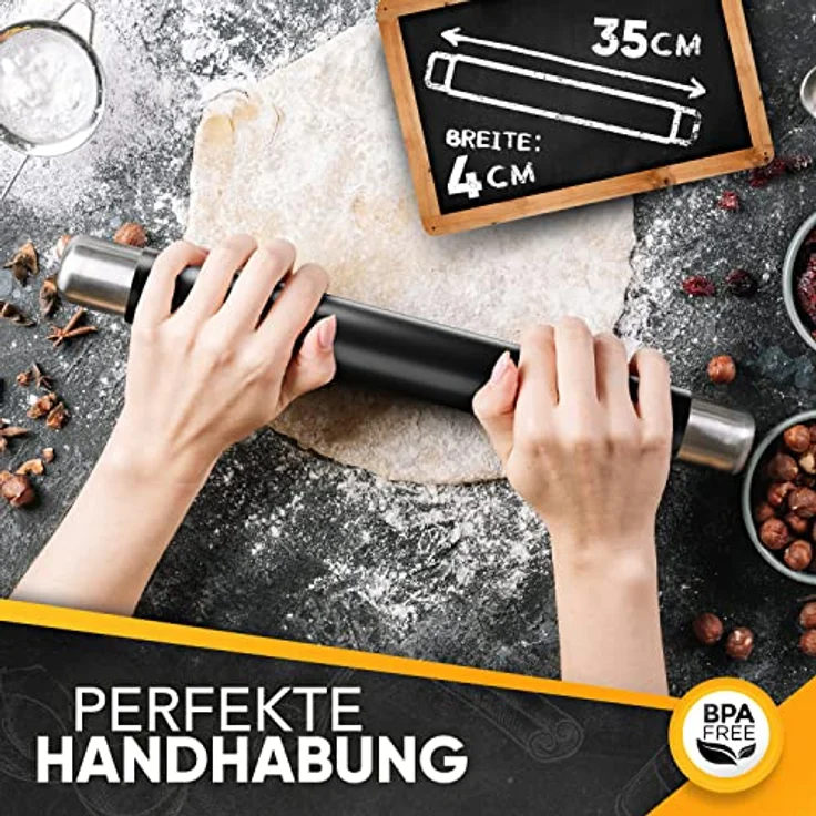Loco Bird Teigroller aus BPA freiem Silikon Silikon, (Teigrolle mit Antihaftbeschichtung, Nudelholz Silikon ohne Griffe), Backzubehör für Fondant Roller, Pizza, Kuchen, Nudelteig und Mürbeteig – Bild 4