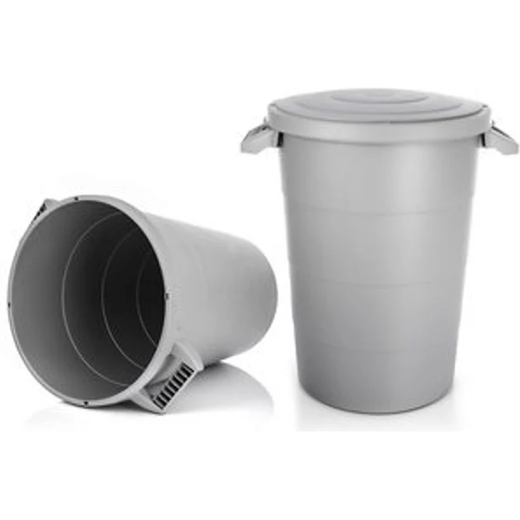 BigDean 2X wetterfeste Universaltonne mit Deckel und 2 stabilen Tragegriffen 80 Liter GRAU - Regentonne Mülleimer - Indoor und Outdoor geeignet - Made in Europe – Bild 6