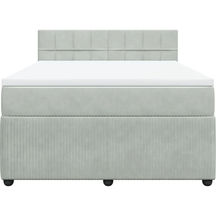 vidaXL Boxspringbett mit Matratze Hellgrau 160x200 cm Samt 3287782 – Bild 4