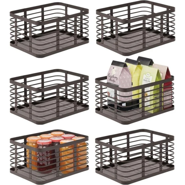 mDesign Allzweckkorb Aufbewahrung Drahtkorb Organizer 6er-Set Metall Bronze – Bild 9