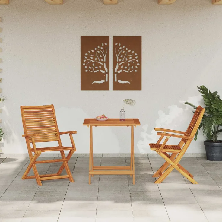 vidaXL Klapp Bistro Set 3 pcs Braun Massivholz Akazie 3375697