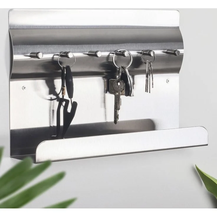 RICOO Garderobenleiste Schlüsselbrett mit Ablage Schlüsselhaken MB6001 Schlüsselhalter (Key Holder Aufbewahrung, 1 St, Halter für Schlüssel), Edelstahl Schlüsselboard mit 3 Stk. Magnete – Bild 4