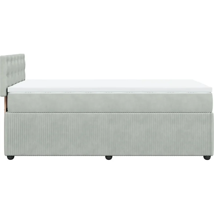 vidaXL Boxspringbett mit Matratze Hellgrau 90x190 cm Samt 3289914 – Bild 7