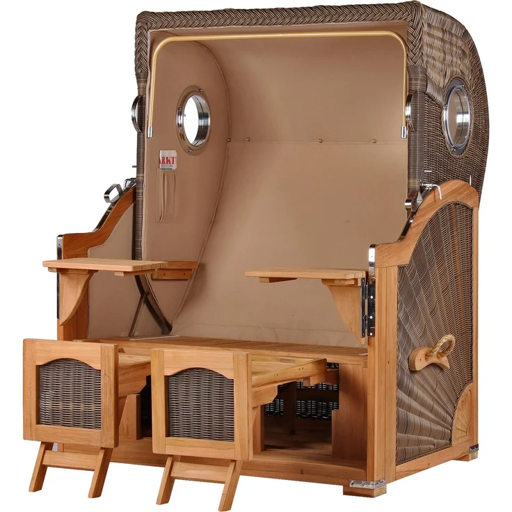 Strandkorb Komplettset - bene living - Ammersee Teak - PE grau - Modell 504 - inkl. Liftersystem – Bild 5