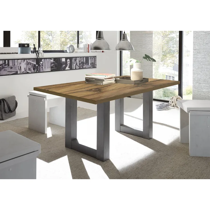 Esszimmertisch Eila 4 200 x 100 x 75 Esstisch Graphit/Plankeneiche 13351-200