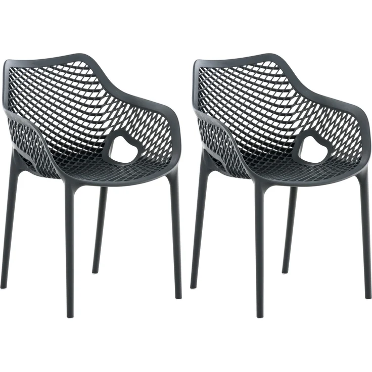 CLP Gartenstuhl Air XL 2er Set - Modernes Design, Kunststoff, Wetterfest, Stapelbar,dunkelgrau – Bild 1