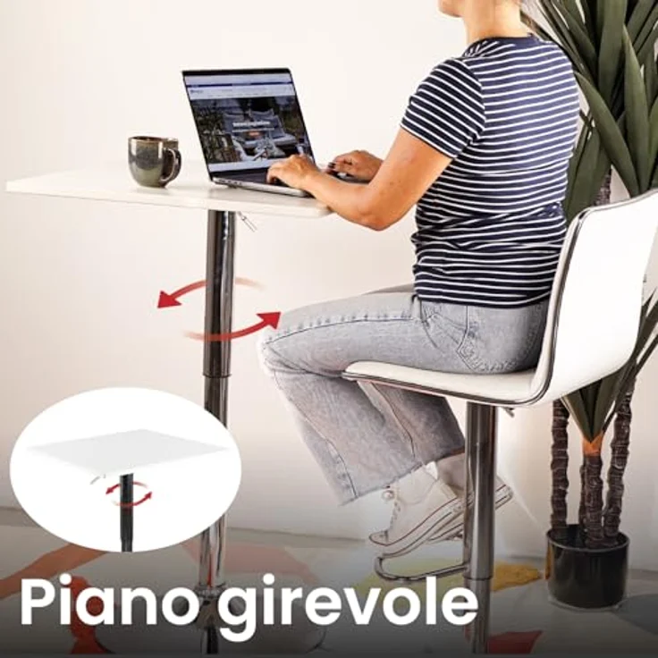 Brigros WeHome - Bartisch, hoher Couchtisch, höhenverstellbarer Couchtisch, quadratischer oder runder Tisch, Küchentisch erhältlich (Weiß, Quadrat) – Bild 7