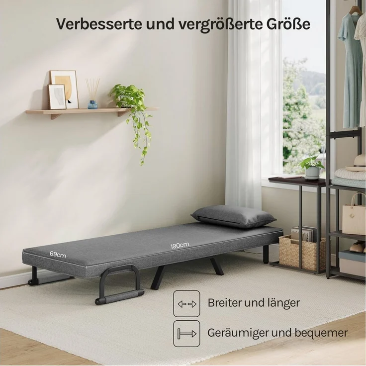 Woltu Schlafsofa, 1 Teile, Schlafsessel 3 in 1, mit Bettfunktion, Sofabett Gästebett – Bild 4