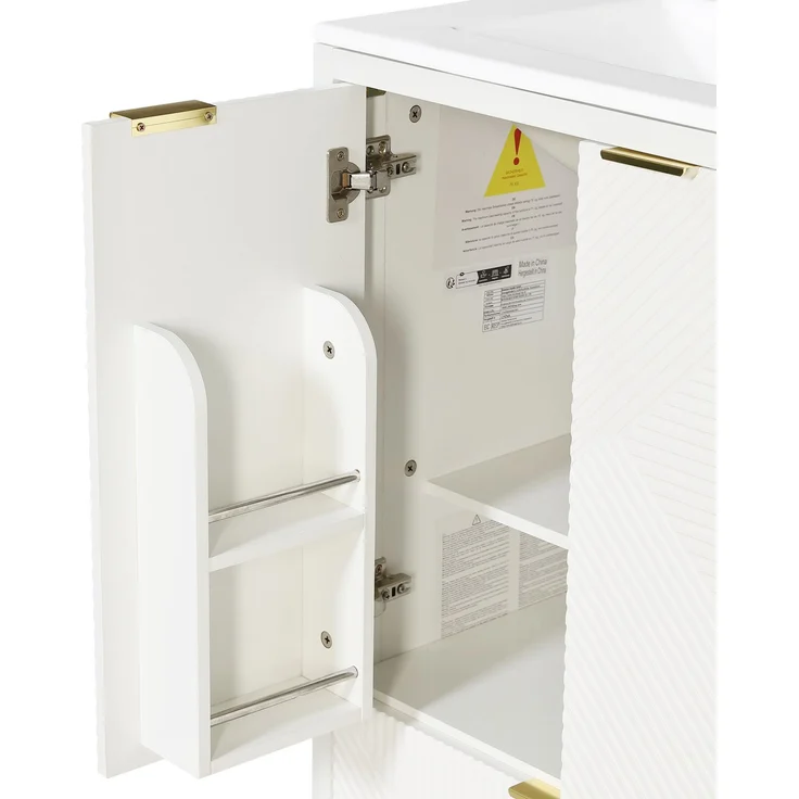 Badezimmerschrank 61 x 47 x 87 cm in Weiß mit Keramikwaschbecken und Soft-Close-Türen – Bild 9