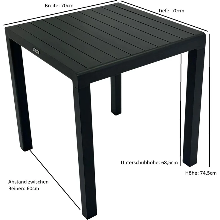 DEGAMO PARIS Bistrotisch, Aluminium, anthrazit, 70x70cm – Bild 5