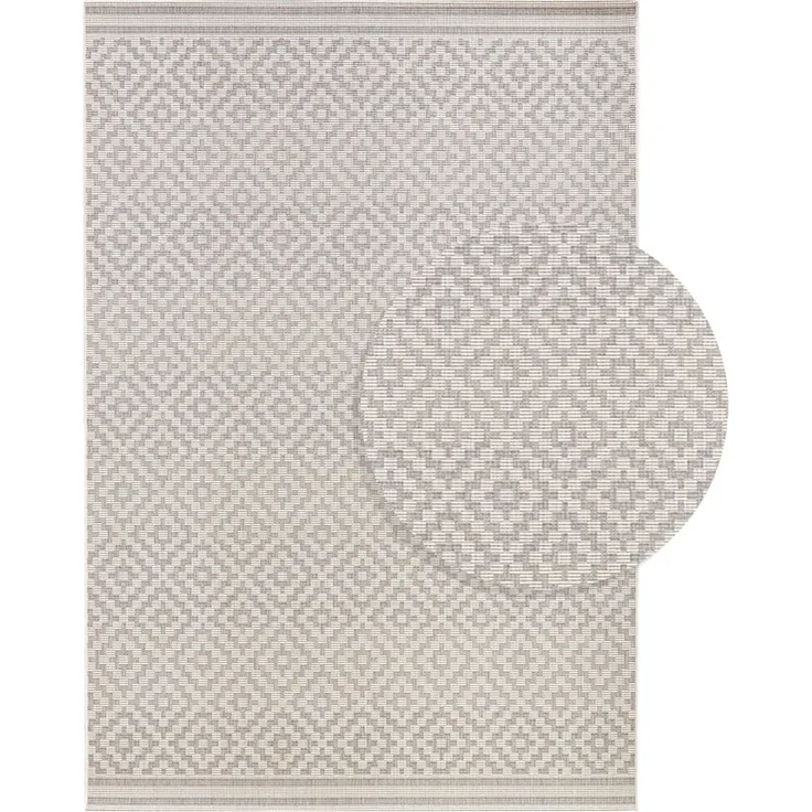 In- & Outdoorteppich Raute Grau Creme - 200 x 290 x 0 cm