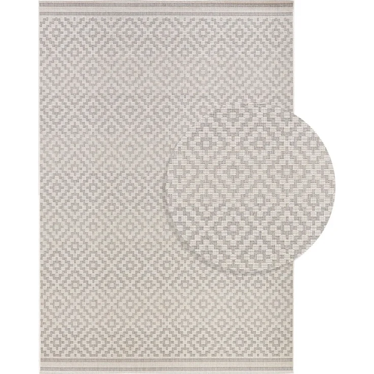 In- & Outdoorteppich Raute Grau Creme - 200 x 290 x 0 cm – Bild 1