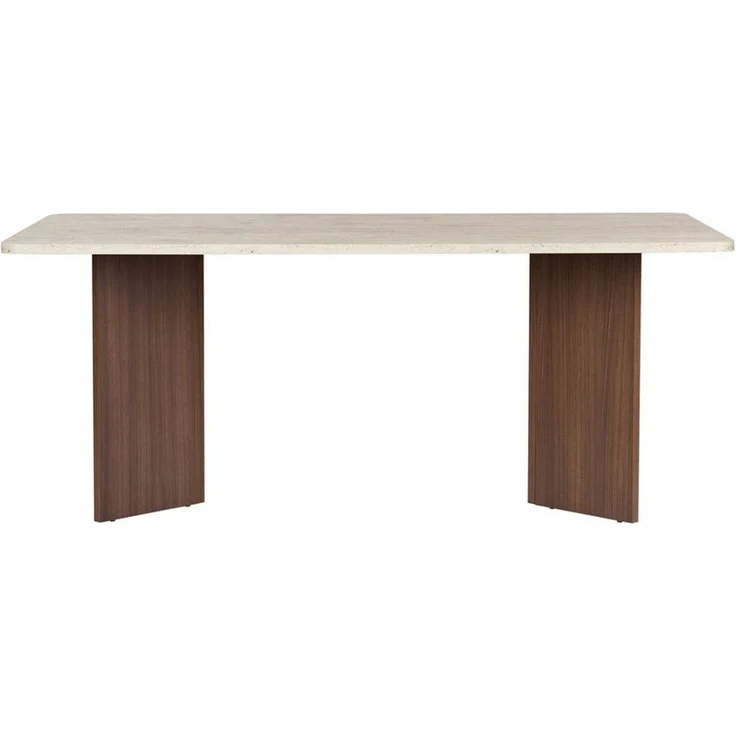 Hanah Home Eleganter Esstisch, 180 cm x 90 cm x 75 cm | 100% melaminbeschichtete Spanplatte, 25 mm stark | Stilvolles Finish in Travertin und Mailänder Walnuss, Tragkraft 70 kg – Bild 2