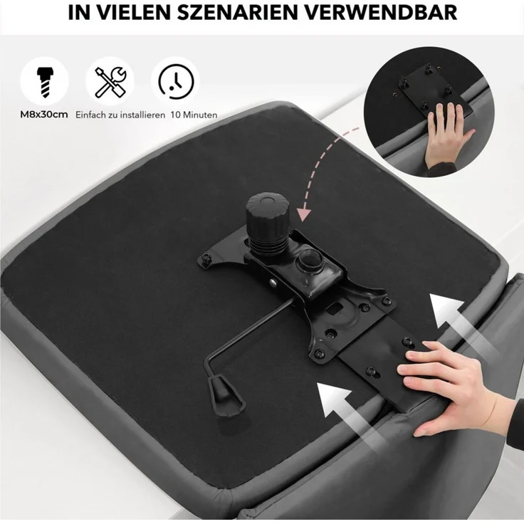 TLGREEN Drehstuhl Drehbürostuhl aus Samt mit Rollen,ohne Armlehnen (360° drehbar, höhenverstellbar), Sitzkissen aus 10 cm hochelastischem Schaum, belastbar bis 136 kg – Bild 3