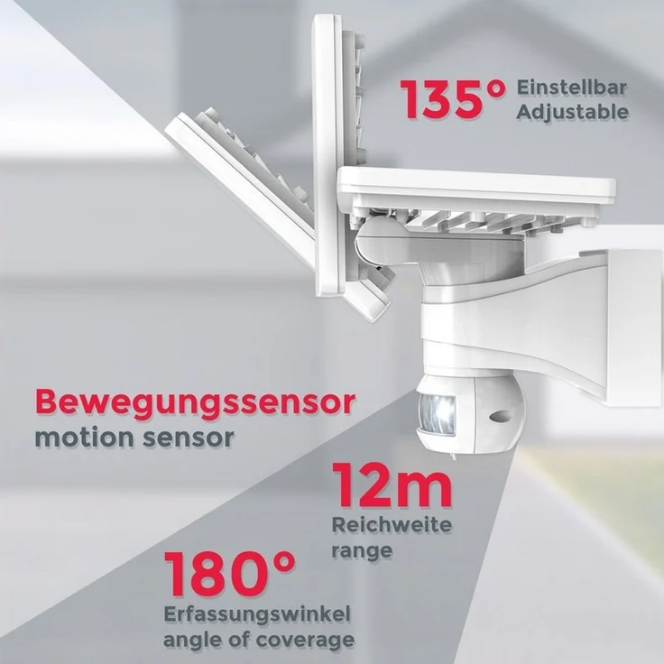 B.K.Licht LED Außen-Wandleuchte, LED fest integriert, Neutralweiß, Außenstrahler, Bewegungsmelder, Wandlampe, 20W 2300 Lumen, IP44, weiß – Bild 2