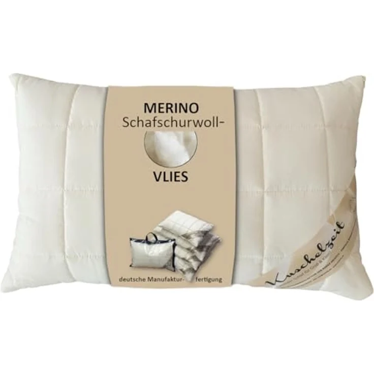 Meivita Naturhaarkissen Merino Schafschurwolle Kopfkissen, Füllung: 100% Wolle (Schurwollvlies), Bezug: Baumwolle, Seitenschläfer, Rückenschläfer, Kissen Hergestellt in Deutschland – Bild 1