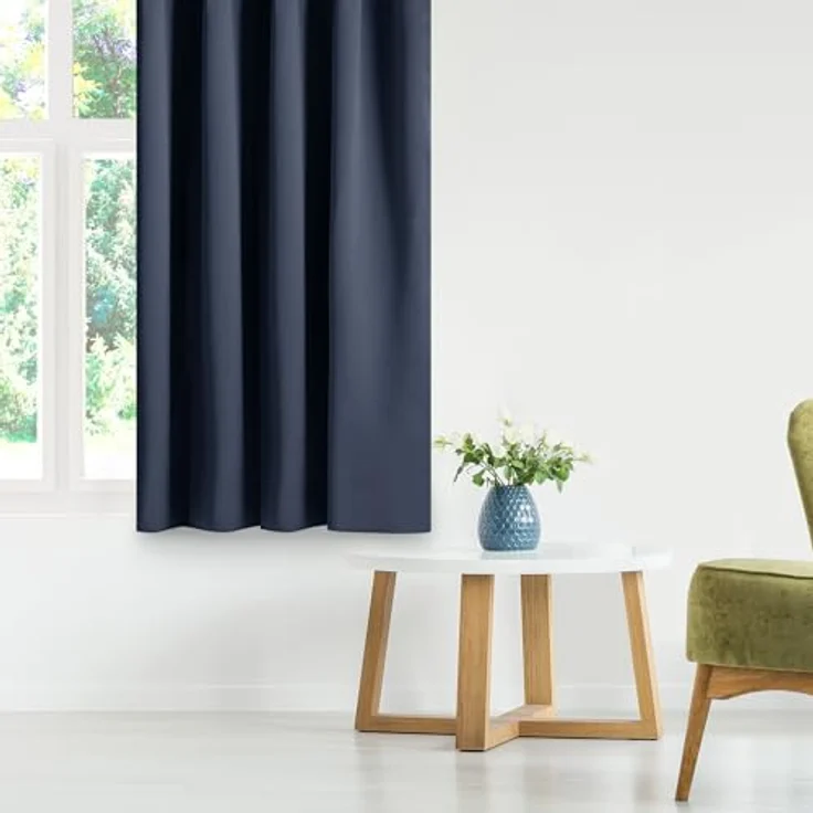 RESTILO Blackout Vorhang 140x245 cm Indigo 1 St. Ösenschal Verdunkelungsvorhang Blickdicht Fensterdekoration Dekoschal Dekorvorhang Blackout – Bild 9