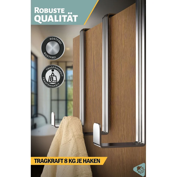 Aurelia Home Türhaken zum Einhängen, 10er-Set, Silber – für Türen und Schranktüren, bis 8 kg – Bild 5