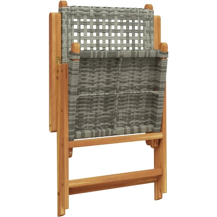 vidaXL Gartenstuhl Verstellbar 8 Stk. Grau Poly Rattan Massivholz 3214525 – Bild 6
