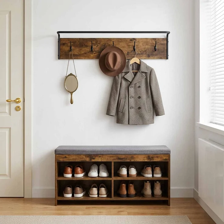 vidaXL Garderobenständer 100 x 30 x 25 cm Räuchereiche Holzwerkstoff 8014090 – Bild 1
