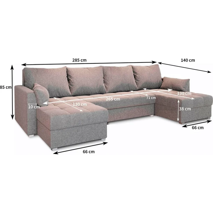 Masseno Ecksofa NAKO mit Schlaffunktion U-Form, Sofa mit Bettkasten – Bild 2