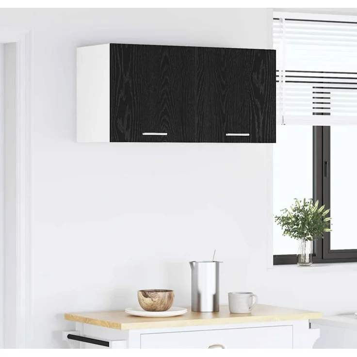 vidaXL Hängeschrank Schwarz Eichen-Optik 80 x 31 x 40 cm Holzwerkstoff 884179 – Bild 4
