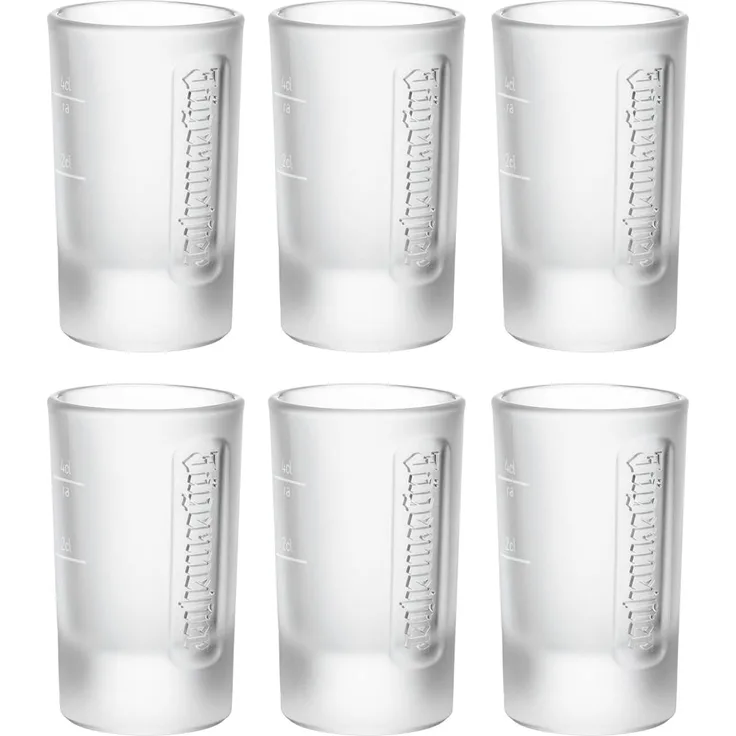 Jägermeister Shotgläser Set 4cl - 6er Set Schnapsglas – Eichstrich 2cl & 4cl - Spülmaschinenfest und Standfestes Likörglas - Das Original – Schnaps, Likör Glas
