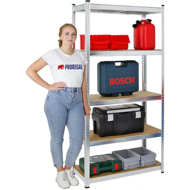 PROREGAL Schwerlastregal Ragnar für Gesamtlast 875kg Maße: 180 x 90 x 40 Verzinkt, Kellerregal, Steckregal, Garagenregal, Lagerregal – Bild 1