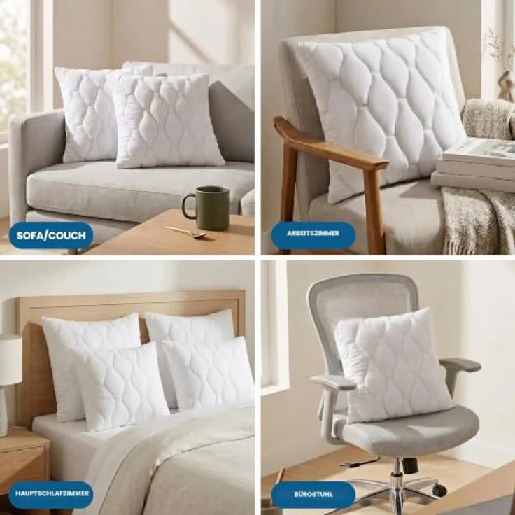 Utopia Bedding Kopfkissen 80x80 cm, 2er Set, gesteppte Mikrofaser, atmungsaktiv und weich – Bild 3