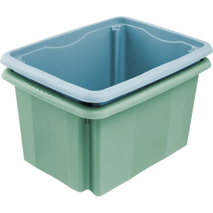 keeeper Aufbewahrungsbox Emil, Box mit Deckel, 3er Set, 15 L, 38 x 28,5 x 20,5 cm (Set, 3 St), ineinander und aufeinander stapelbar – Bild 3