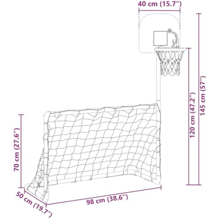 Fußball- und Basketball-Set für Kinder mit Bällen 98x50x70 cm 4016330 – Bild 3