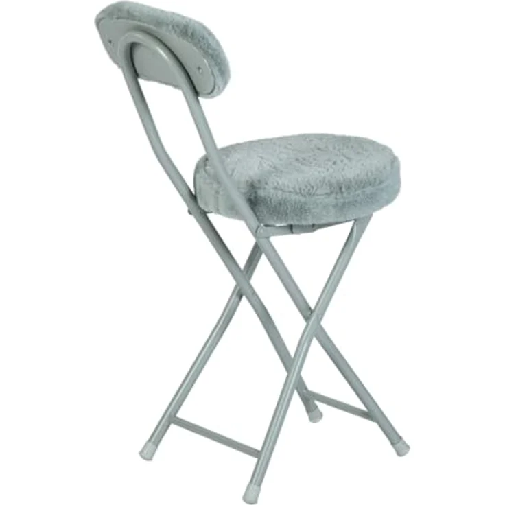 MEUBLE Cosy Klappstuhl 4er Set mit Rücklehne und Fußstütze, Gästestuhl Klappbar Campingstuhl Gepolstert aus Kunstfell, Grau – Bild 8