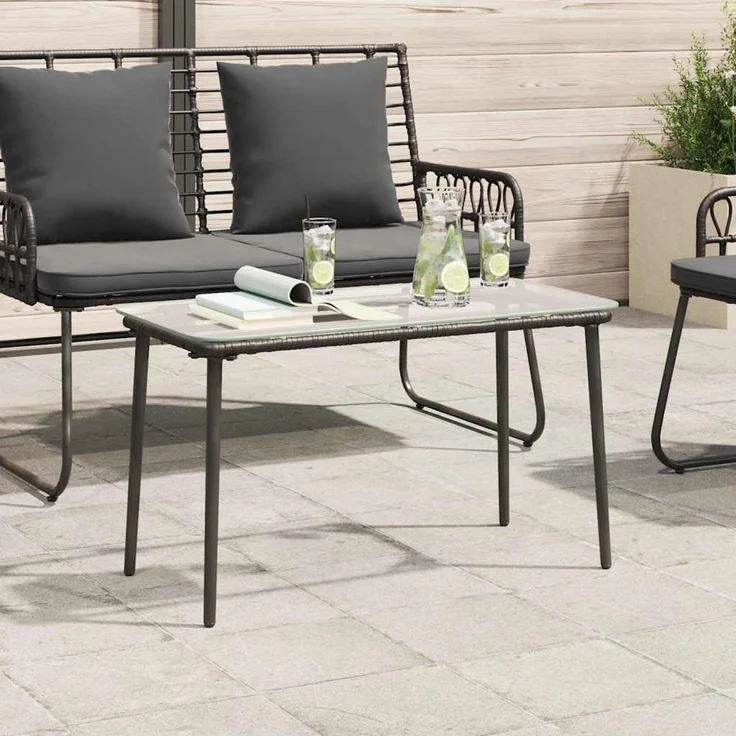 vidaXL Gartentisch Schwarz 80 x 40 x 45 cm Poly-Rattan 42010364 – Bild 3
