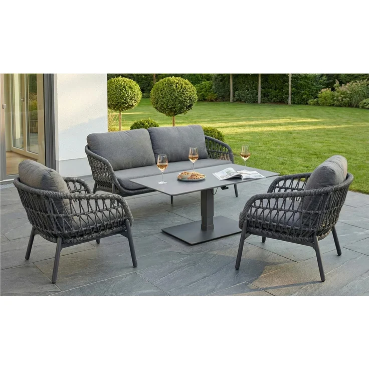 Lounge-Set Cliff / Bari, Rope, Schwarz – Bild 3