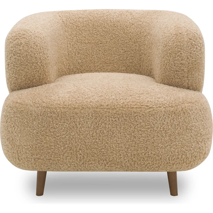 DOMO. collection Sessel 800 014, Polstersessel in organischer Form mit Taschenfederkern, gepolsterte Rückenlehne, Holzfüße, Armsessel, Cocktailsessel, Loungesessel, 90 x 86 x 73 cm (BxTxH), beige – Bild 2