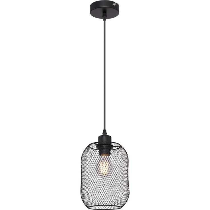Hängeleuchte, Metall, schwarz matt, PVC Kabel
