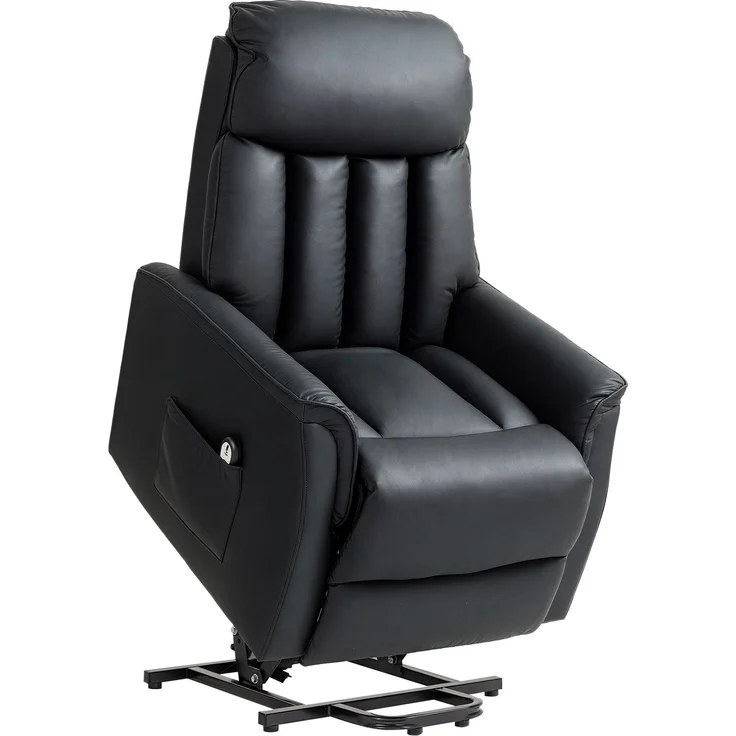 HOMCOM Elektrischer Aufstehsessel, Kunstleder, Schaumstoff, Schwarz, 80B x 94T x 104H cm – Bild 1