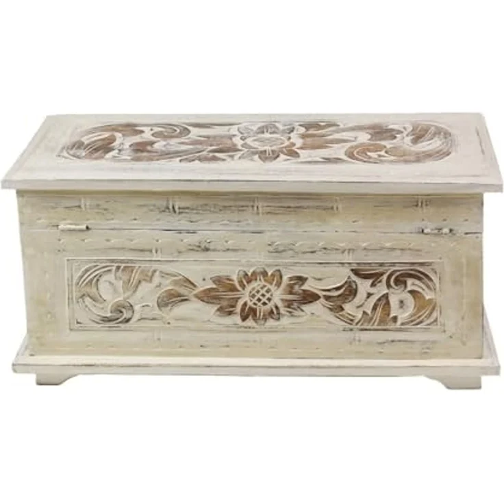 Oriental Galerie Truhe Weiße Truhe Blumen Mittel 50 cm Design 2 – Bild 5